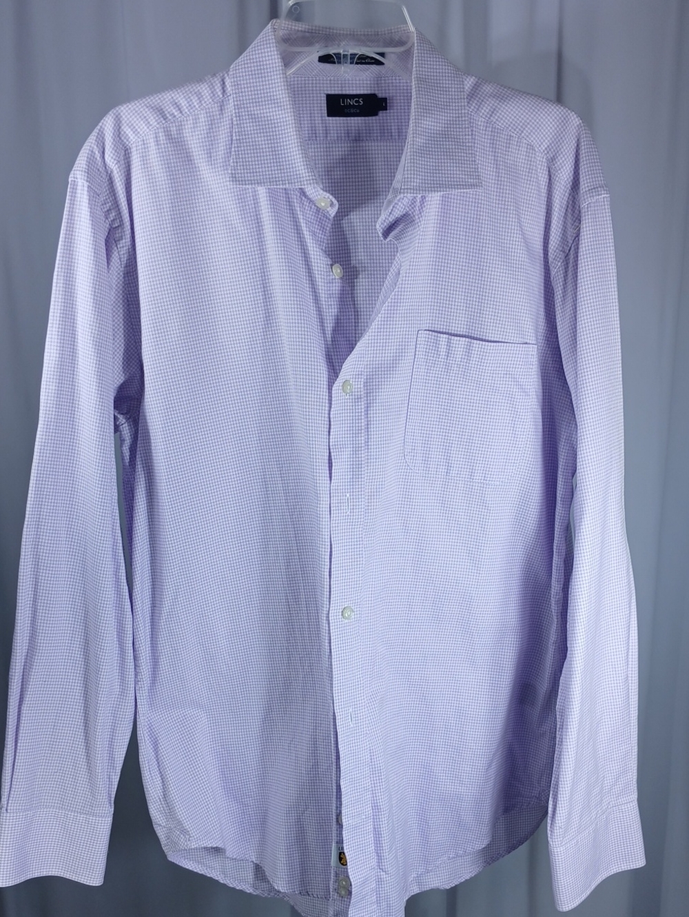Lincs Men's Light Lavender Micro-Check cotton Dress Shirt